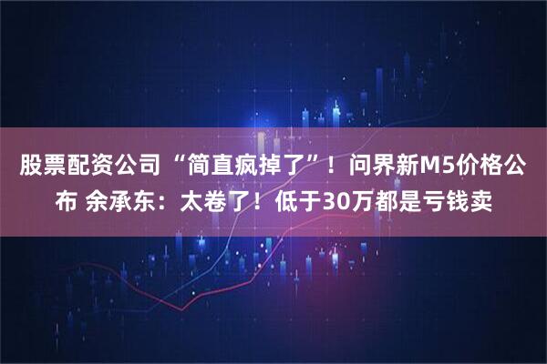 股票配资公司 “简直疯掉了”！问界新M5价格公布 余承东：太卷了！低于30万都是亏钱卖