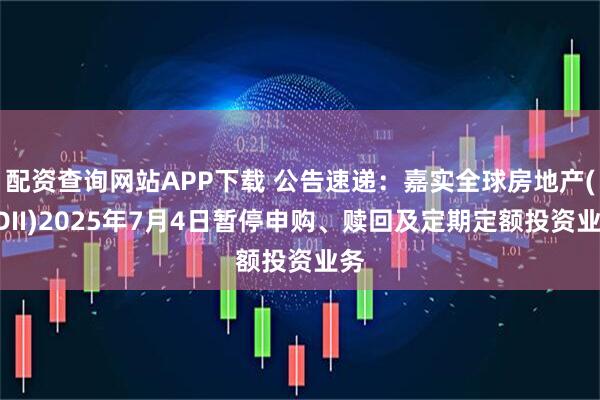 配资查询网站APP下载 公告速递：嘉实全球房地产(QDII)2025年7月4日暂停申购、赎回及定期定额投资业务