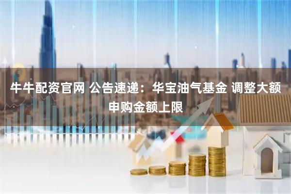 牛牛配资官网 公告速递：华宝油气基金 调整大额申购金额上限