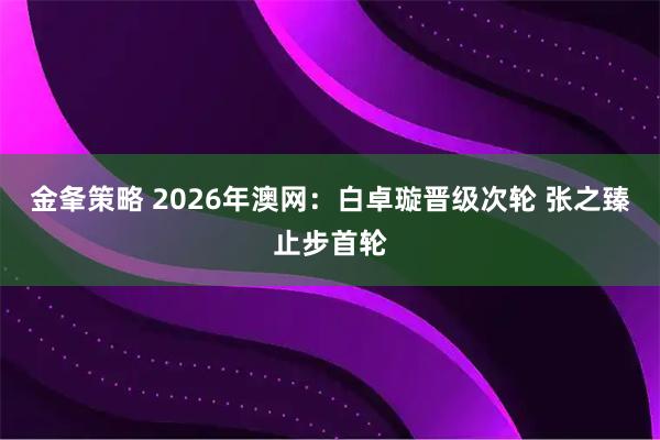 金夆策略 2026年澳网：白卓璇晋级次轮 张之臻止步首轮