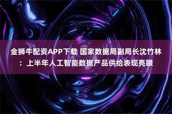 金狮牛配资APP下载 国家数据局副局长沈竹林：上半年人工智能数据产品供给表现亮眼