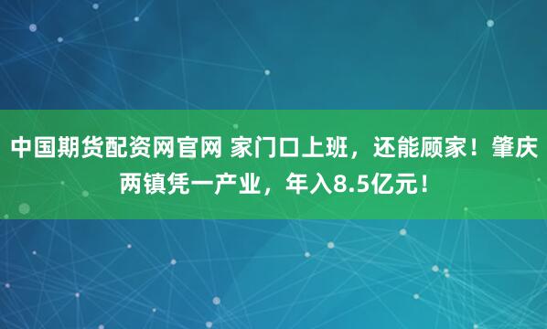 中国期货配资网官网 家门口上班,还能顾家!肇庆两镇凭一产业,年入8.5亿元!